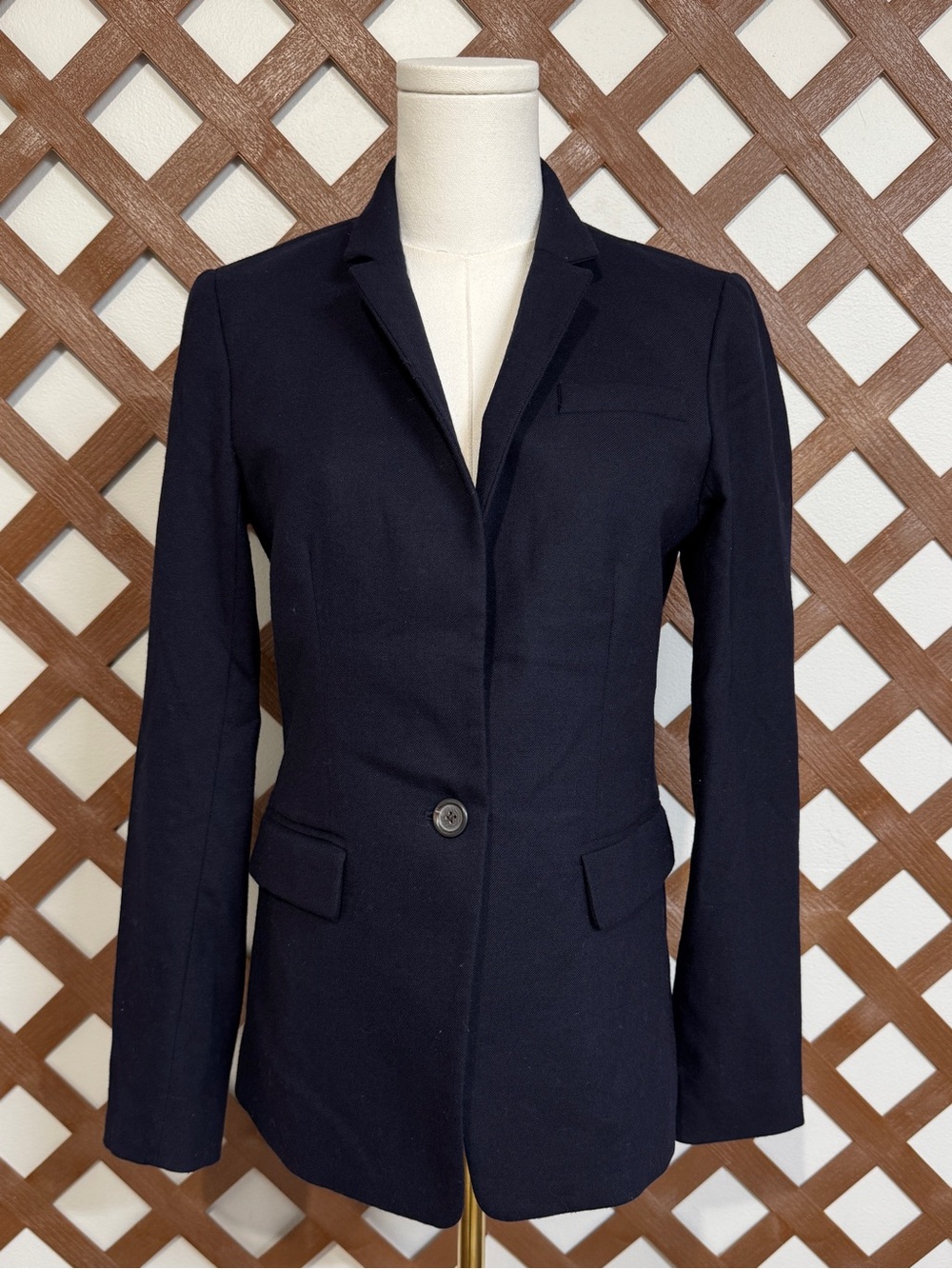 WBZ1 {J. Crew} "Regent Blazer" Navy Blue Wool Blazer Suit Coat Jacket